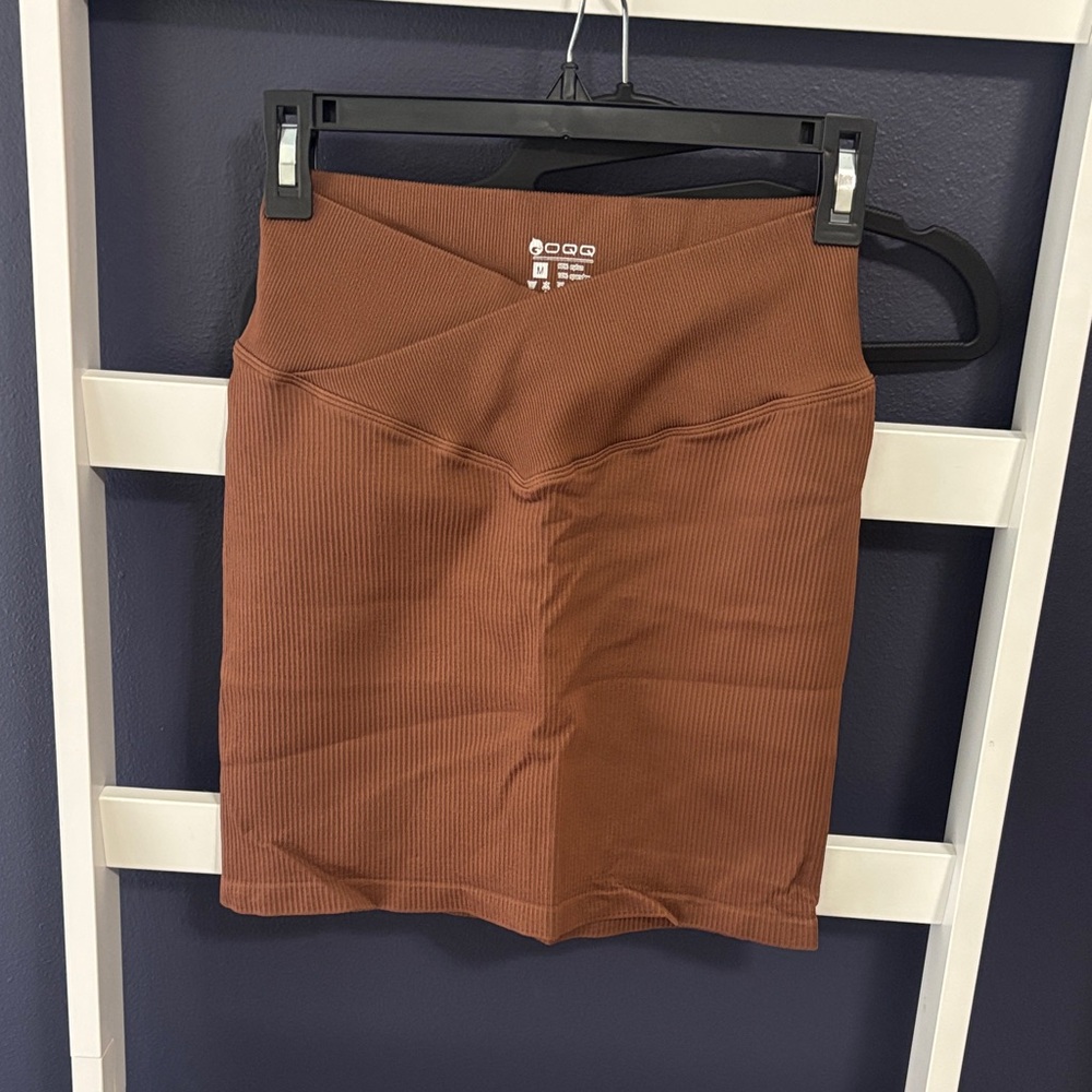 OQQ BLACK AND BROWN Ribbed Women's Skirts